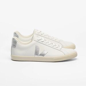 Veja // Esplar White Silver Leather Sneakers